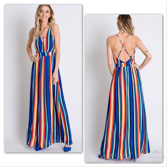 SMALL ONLY BOLD Stripe Open Back Maxi - Picture 3 of 5